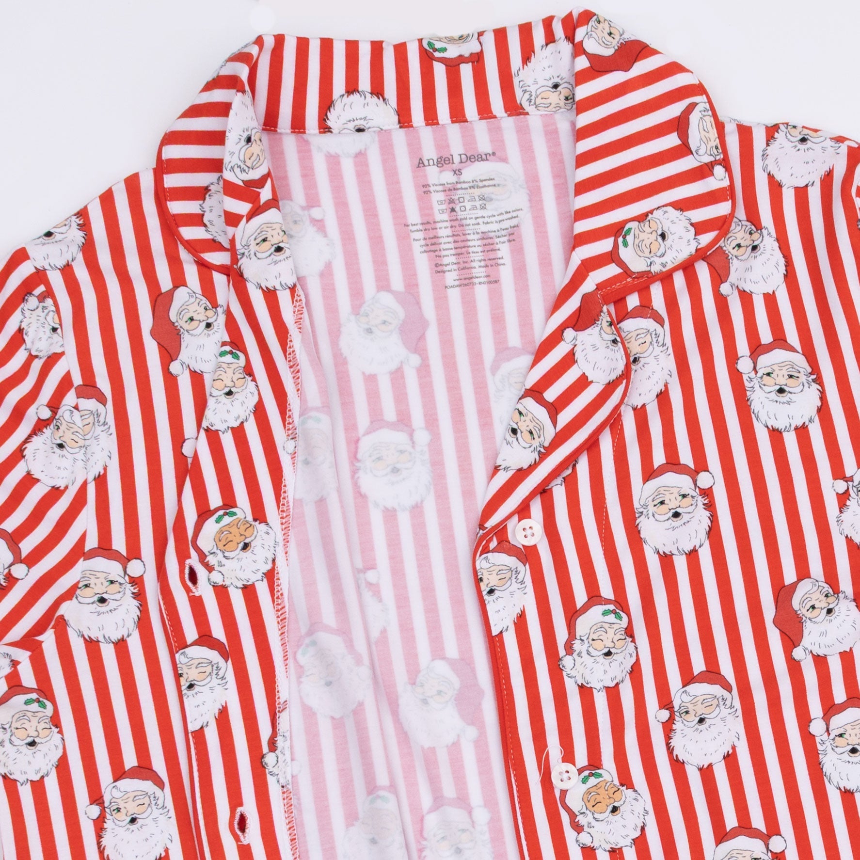 Vintage Santa Stripe - Adult Long Sleeve Coat Style and Pant with Pockets by Angel Dear