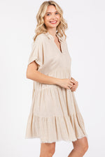 Cream Tiered Linen Dress by PinkBlush at Everetts Place