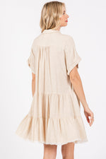 Cream Tiered Linen Dress by PinkBlush at Everetts Place