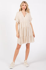 Cream Tiered Linen Dress by PinkBlush at Everetts Place