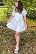 Cream Tiered Linen Dress by PinkBlush at Everetts Place