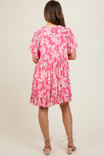 PinkBlush Stylish Pink Maternity Dress with Leaf Print for Expecting Mothers - Apparel & Accessories > Clothing > Dresses