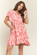 PinkBlush Stylish Pink Maternity Dress with Leaf Print for Expecting Mothers - Apparel & Accessories > Clothing > Dresses