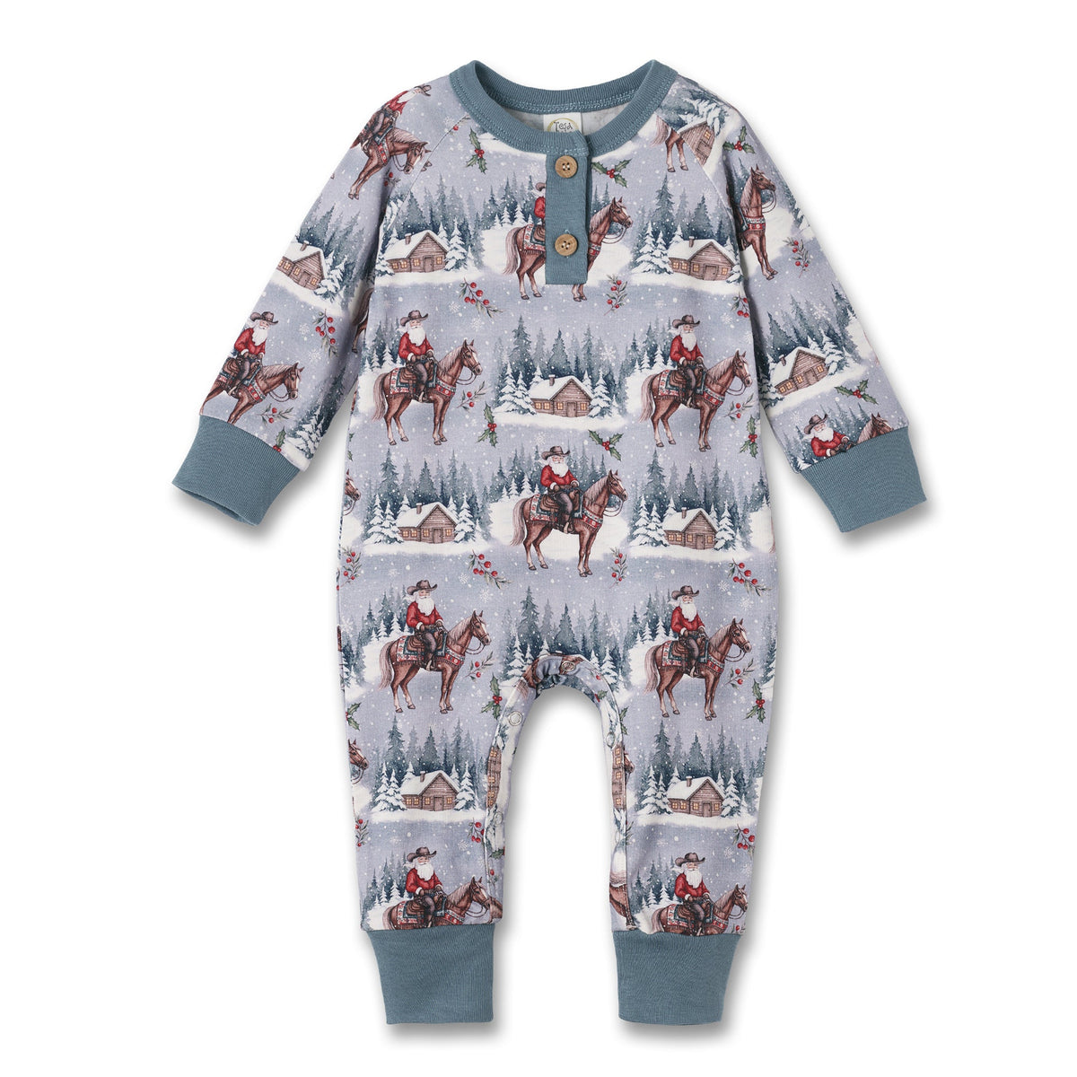 Cowboy Christmas Henley Romper - Bamboo Babywear by Tesa Babe