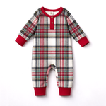 Baby Christmas Plaid Henley Bamboo Romper by Tesa Babe