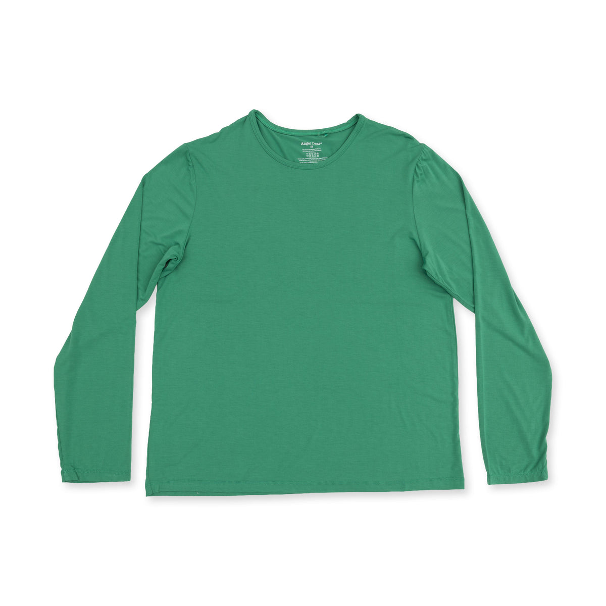 Adult long sleeve loungewear pajama top in solid pine green with a relaxed fit