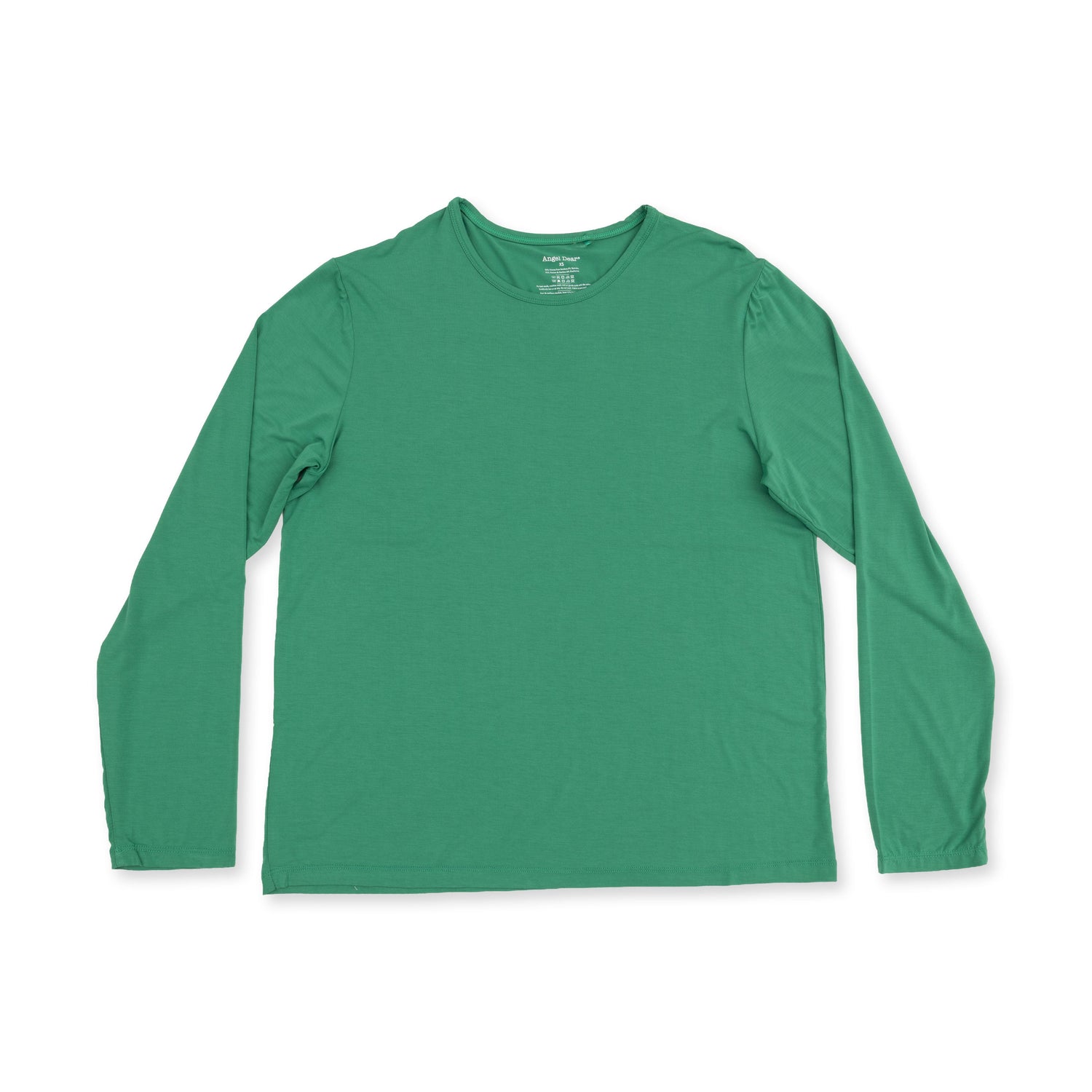 Adult long sleeve loungewear pajama top in solid pine green with a relaxed fit