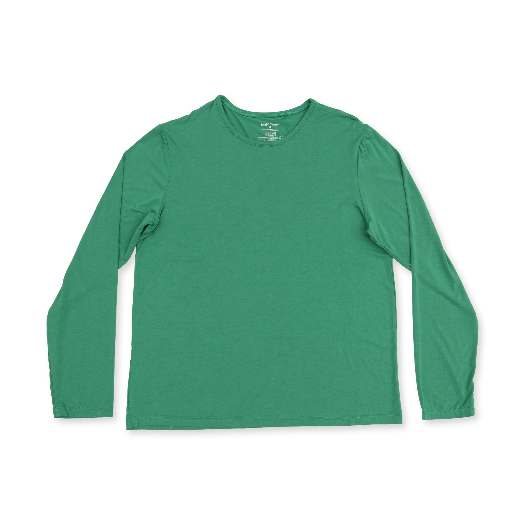 Adult long sleeve loungewear pajama top in solid pine green with a relaxed fit