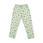 Adult loungewear pants in a vintage reindeer and Santa holiday print with side pockets