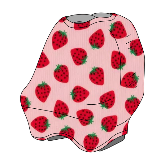 Strawberry All In One Car Seat Cover Breathable Knit Little Mae & Co Everetts Place: Online Boutique