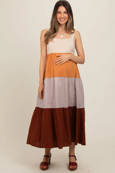 Stylish Maternity Midi Dress with Back Bow for Modern Expecting Mothers