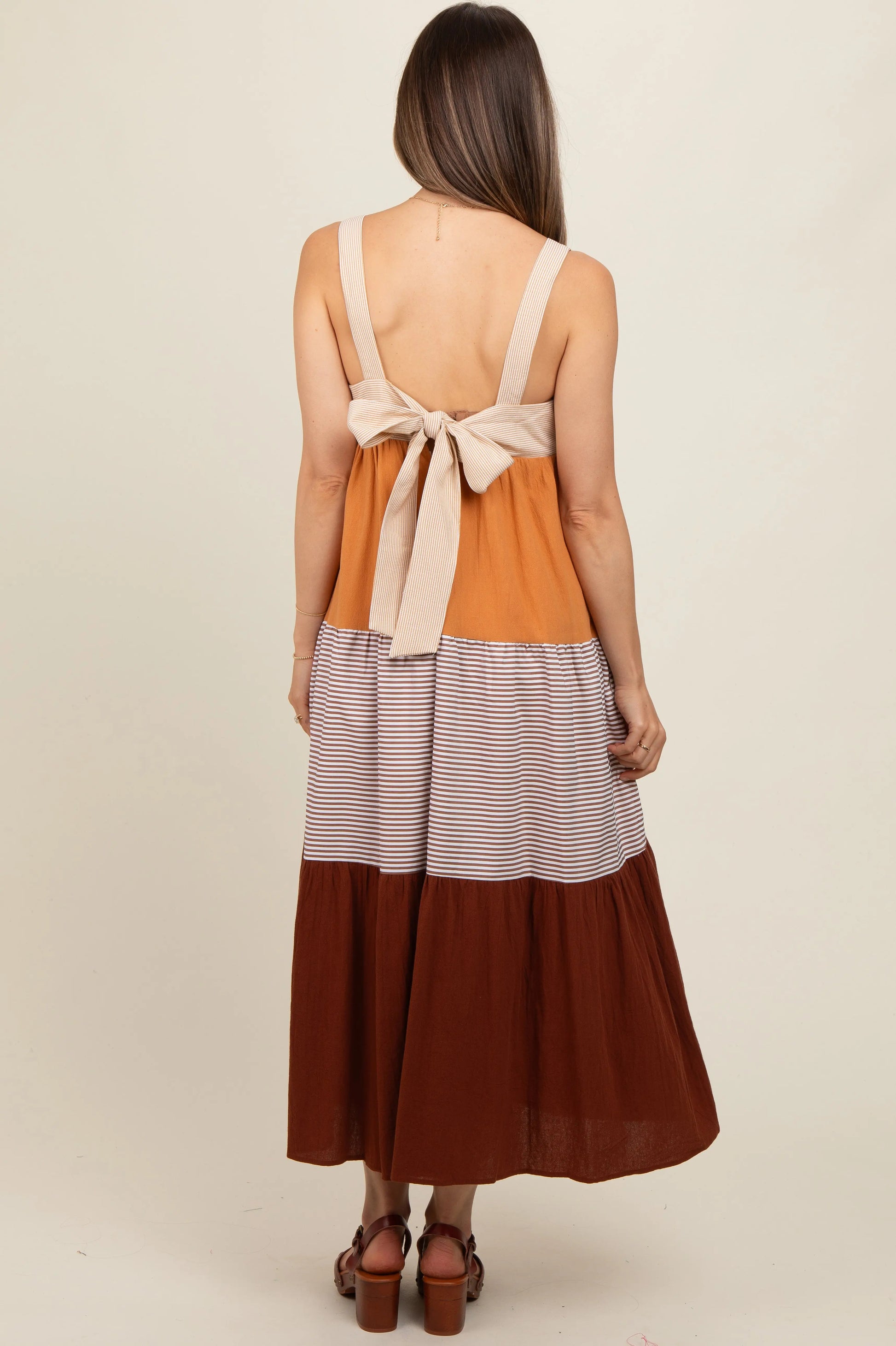 PinkBlush Stylish Maternity Midi Dress with Back Bow for Modern Expecting Mothers - Apparel & Accessories > Clothing > Dresses