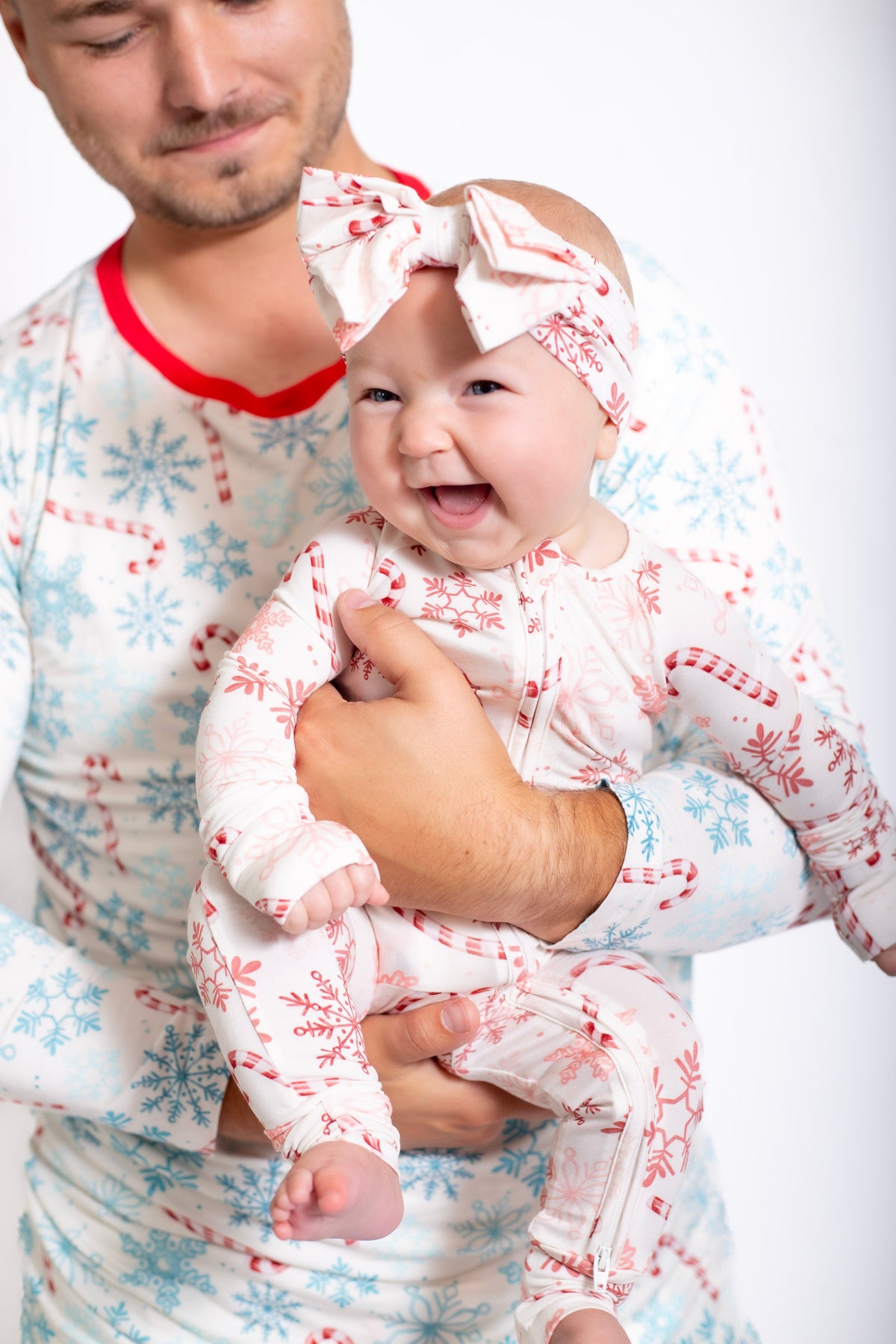 My First Candy Cane Hair Bow in Blue & Peach by Rayn’s Tiny Stitches