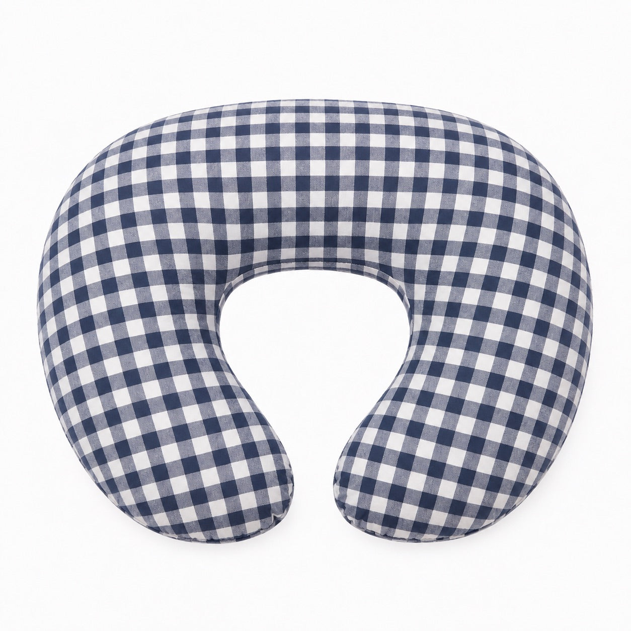 Navy Blue Gingham Ruffle Nursing Pillow Cover by Little Mae & Co