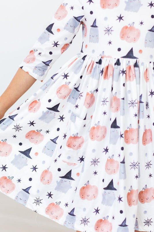 Mila & Rose ® Peek a Boo Three Quarter Sleeve Pocket Twirl Dress Kids - Apparel & Accessories > Clothing > Dresses Twirl Pocket Dress 3/4