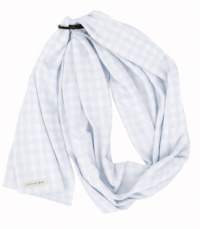 Light Blue Checkered Ring Sling Carrier by Little Mae & Co