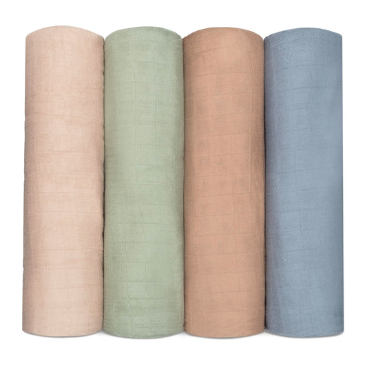 Muslin Swaddle Blankets 4 Pack Pacific Cedar Sage Blush Comfy Cubs Everetts Place: Online Boutique