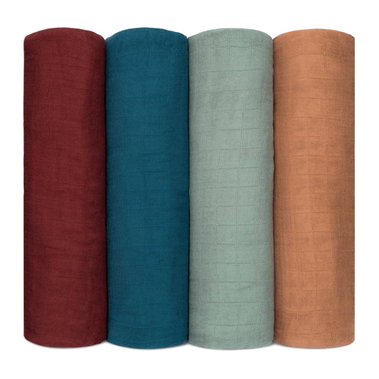 Muslin Swaddle Blankets Wine Neptune Fern Caramel 4 Pack Comfy Cubs Everetts Place: Online Boutique