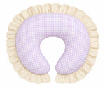 Gingham Ivory Eyelet Ruffle Original Nursing Pillow Cover by Little Mae & Co
