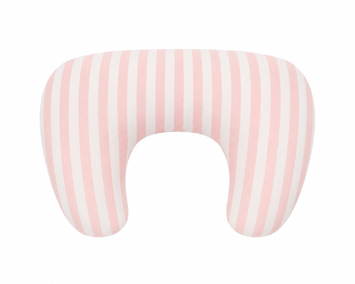 Pink White Stripe Ruffle Nursing Pillow Cover by Little Mae & Co