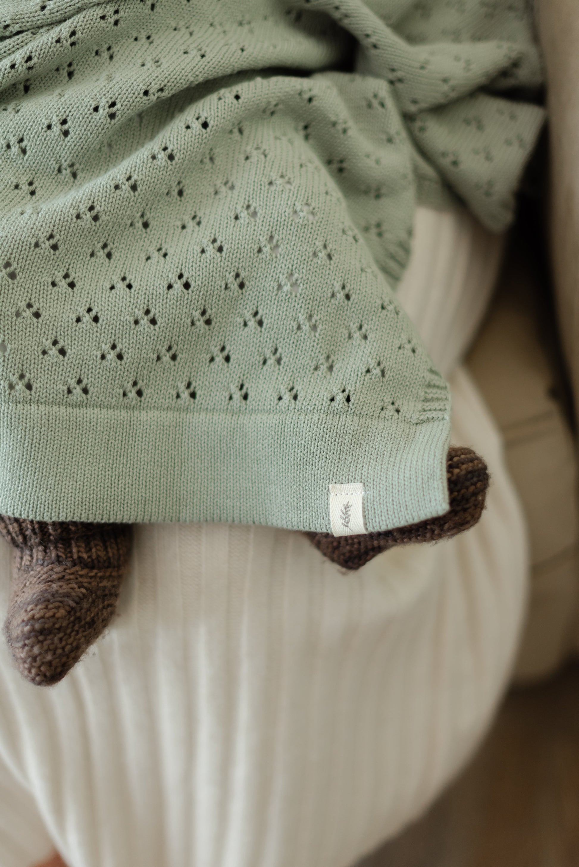 Mint Pointelle Knit Baby Blanket Little Mae And Co Little Mae & Co Everetts Place: Online Boutique