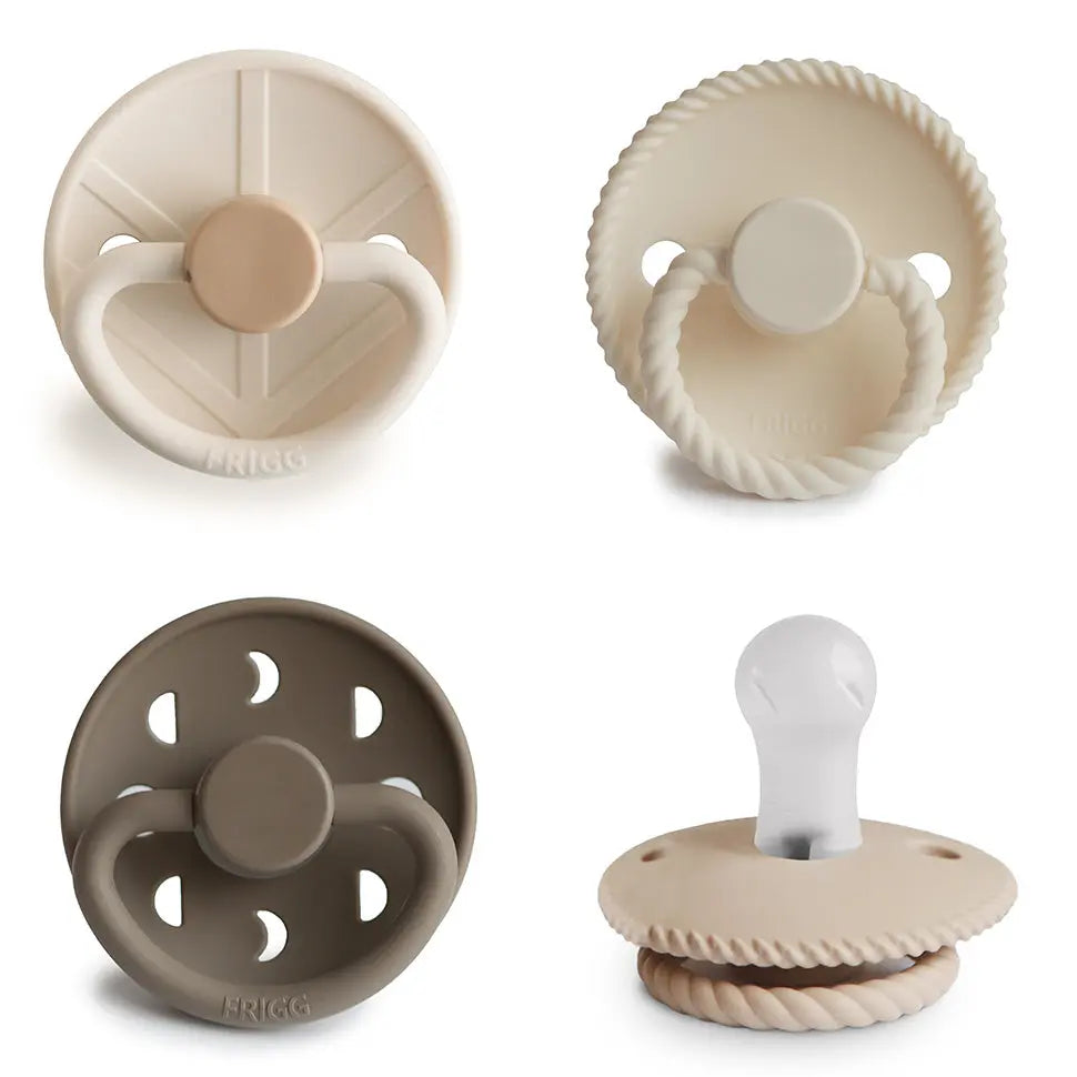 FRIGG Silicone Pacifier Four Pack for Baby Comfort with Safe Design and Soft Colors Mushie