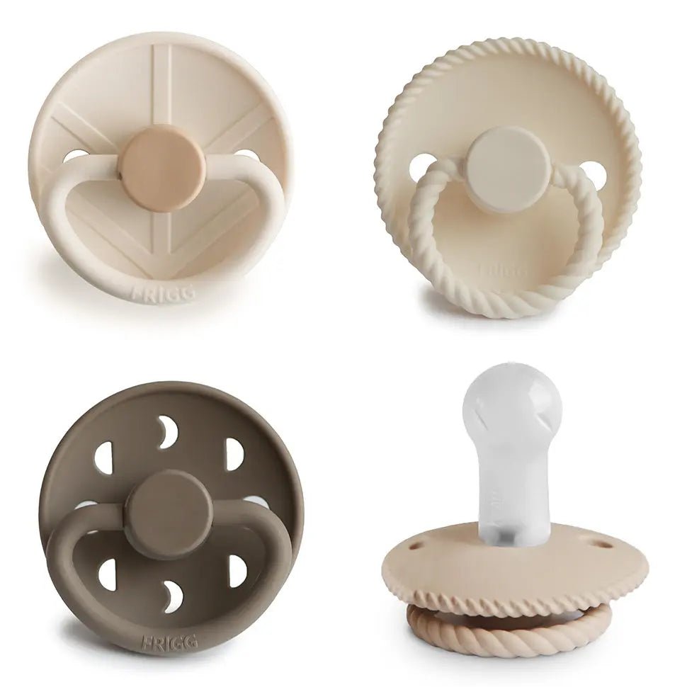 FRIGG Silicone Pacifier Four Pack for Baby Comfort with Safe Design and Soft Colors Mushie
