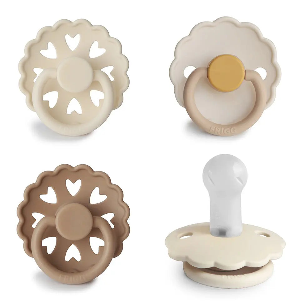FRIGG Silicone Pacifier Four Pack for Baby Comfort with Safe Design and Soft Colors Mushie