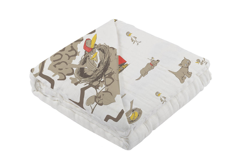 Are You My Mother? bamboo muslin blanket with book set, featuring cozy natural fabric and illustrated design.