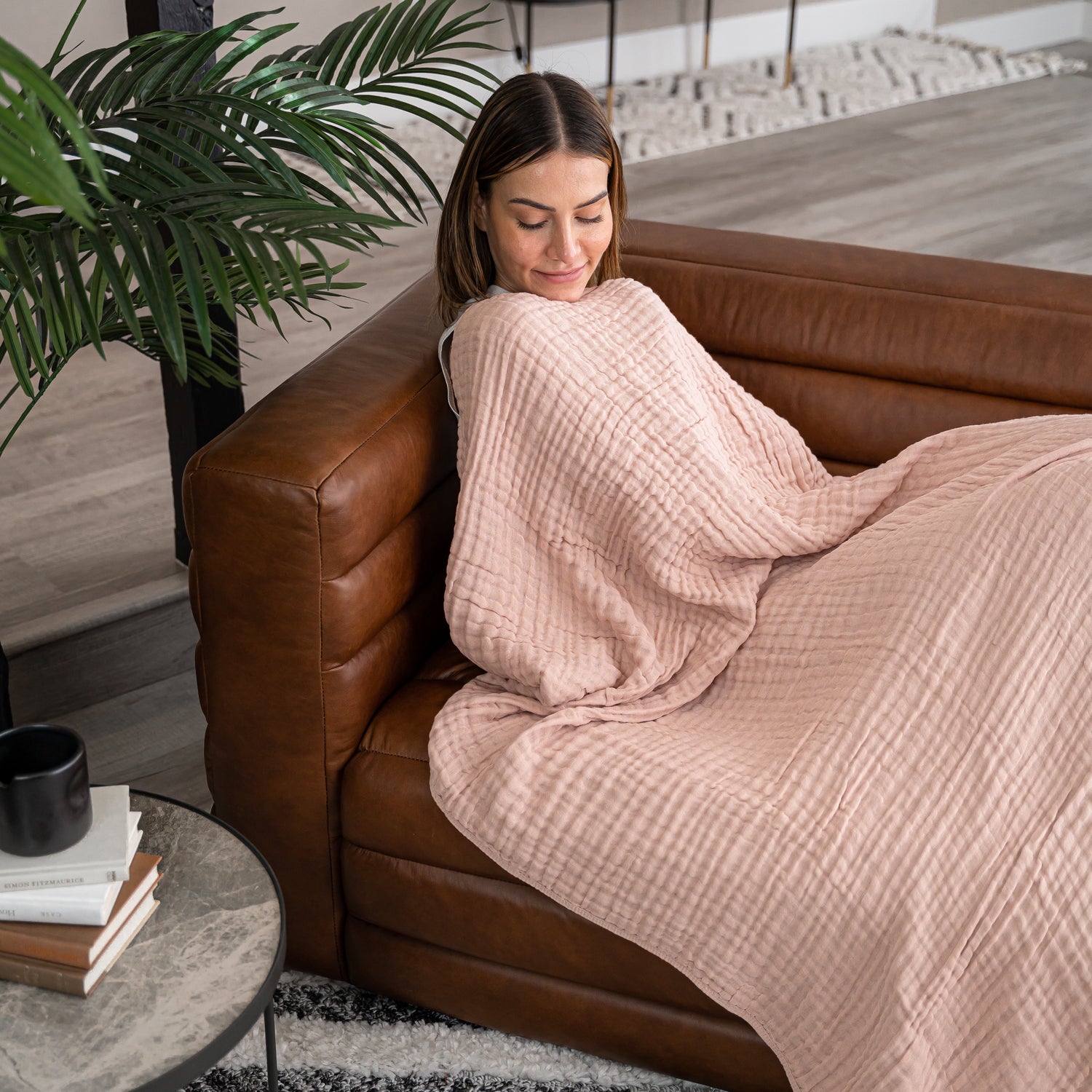 Adult Blush Muslin Blanket Cozy Soft Cotton Comfort Comfy Cubs Everetts Place: Online Boutique