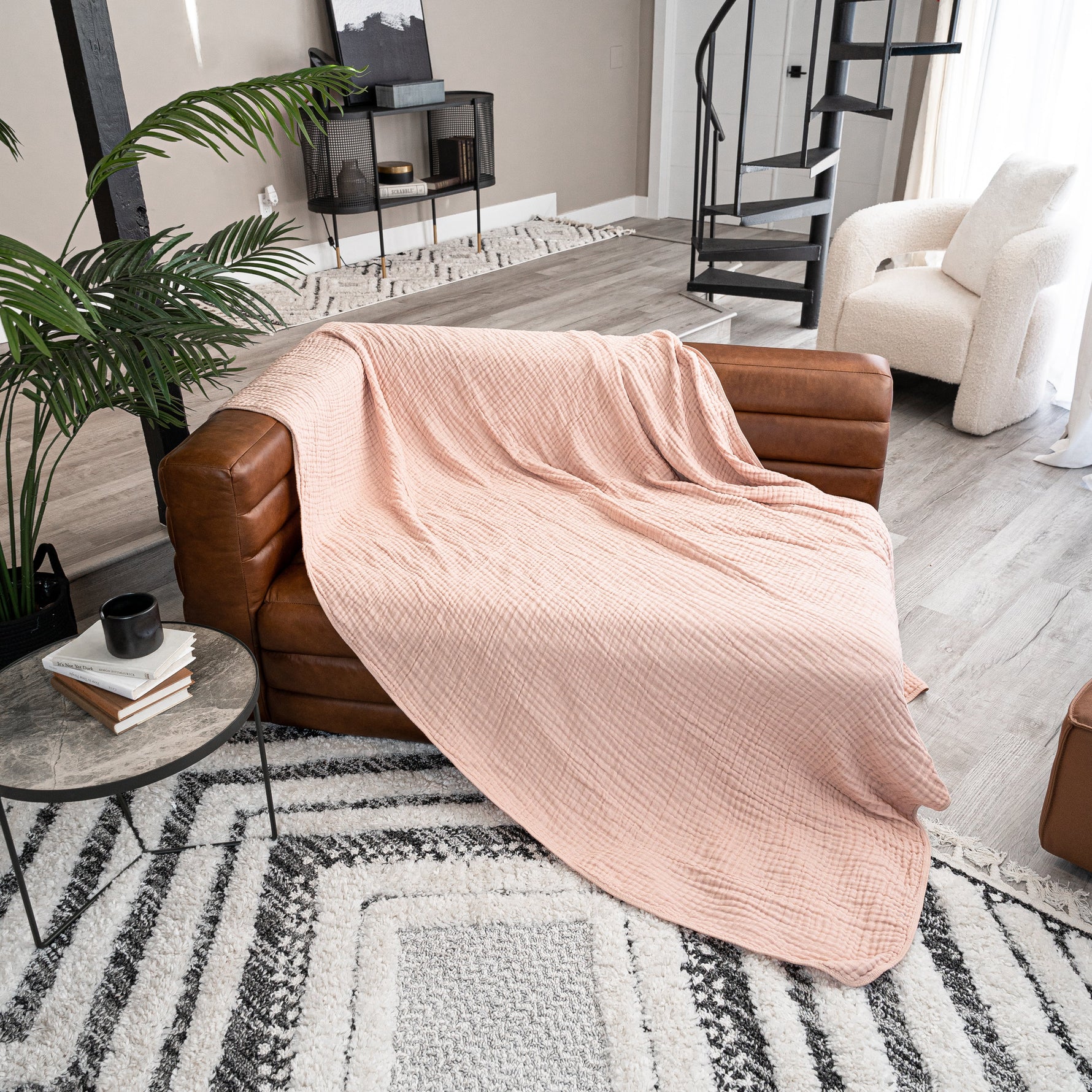 Adult Blush Muslin Blanket Cozy Soft Cotton Comfort Comfy Cubs Everetts Place: Online Boutique