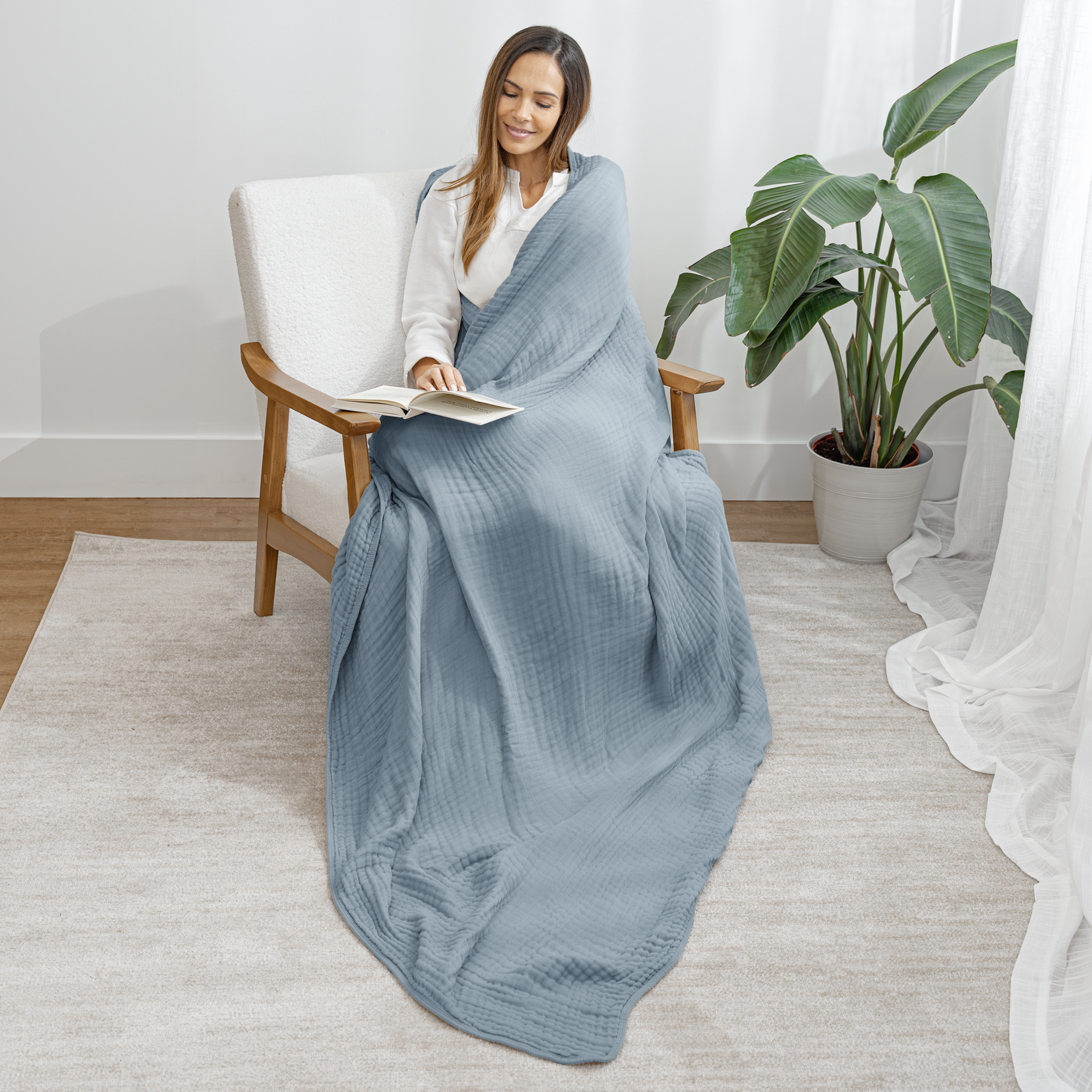 Adult Muslin Blanket Pacific Blue by Comfy Cubs Cozy Comfort Comfy Cubs Everetts Place: Online Boutique
