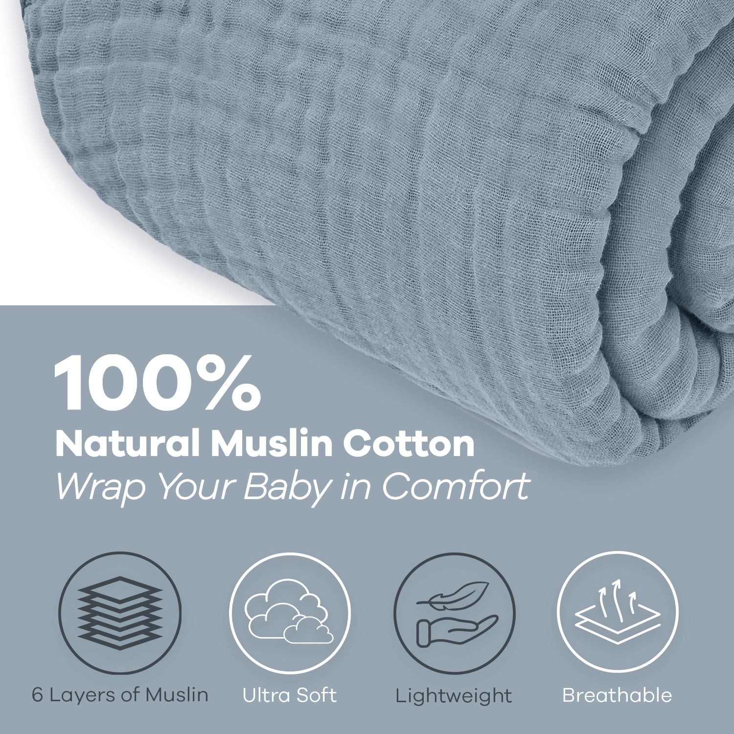 Adult Muslin Blanket Pacific Blue by Comfy Cubs Cozy Comfort Comfy Cubs Everetts Place: Online Boutique