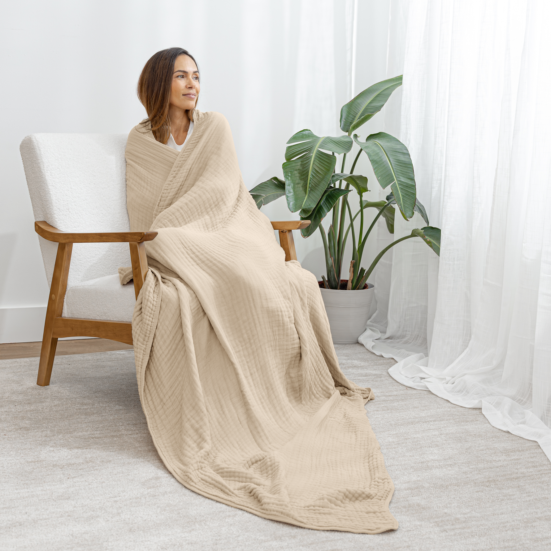 Adult Muslin Blanket Sand Cozy Warmth And Soft Comfort Comfy Cubs Everetts Place: Online Boutique
