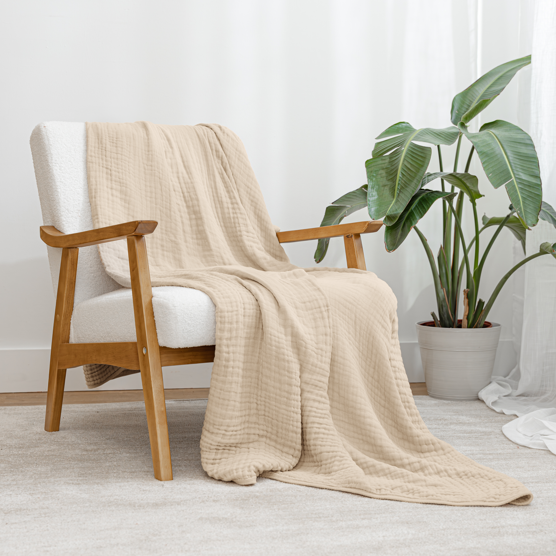 Adult Muslin Blanket Sand Cozy Warmth And Soft Comfort Comfy Cubs Everetts Place: Online Boutique