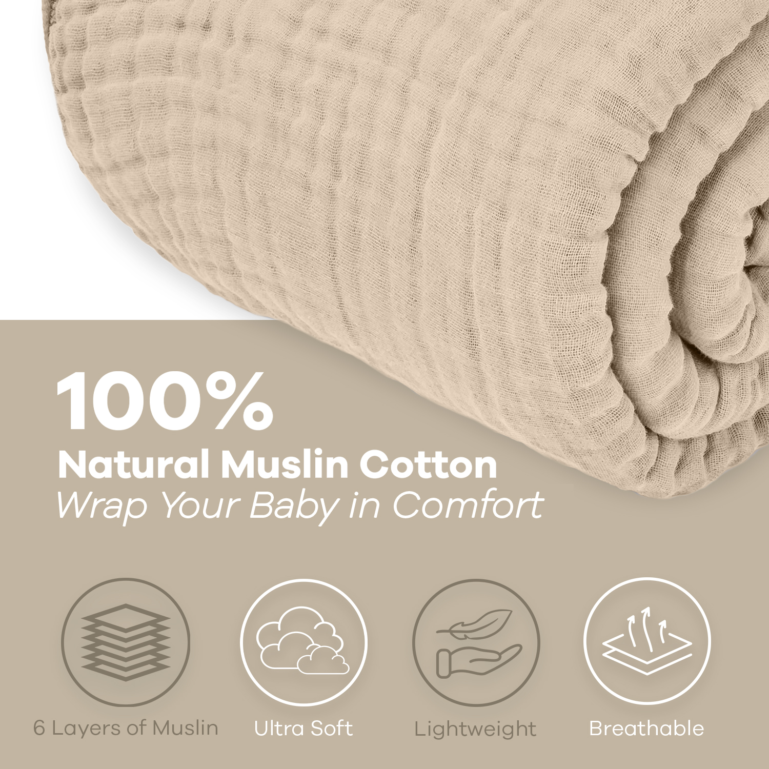 Adult Muslin Blanket Sand Cozy Warmth And Soft Comfort Comfy Cubs Everetts Place: Online Boutique