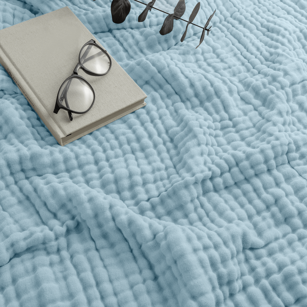 Adult Muslin Blanket Sky Blue Cotton Soft Warm Cozy Throw - Everetts Place Boutique - 