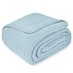 Adult Muslin Blanket Sky Blue Cotton Soft Warm Cozy Throw Comfy Cubs Everetts Place: Online Boutique