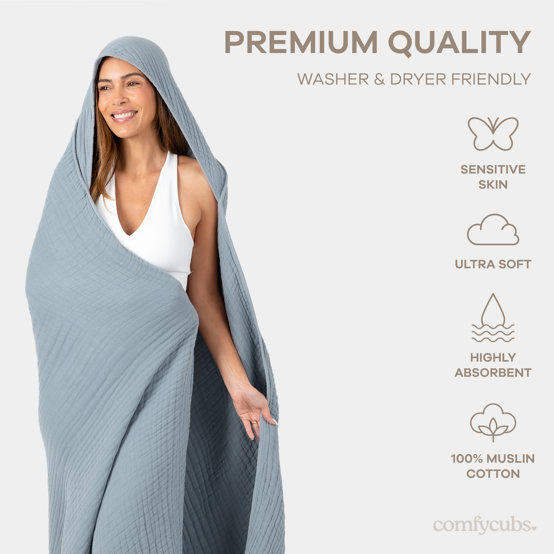 Adult Muslin Hooded Towel Robe After Bath Comfy Cubs Comfy Cubs Everetts Place: Online Boutique