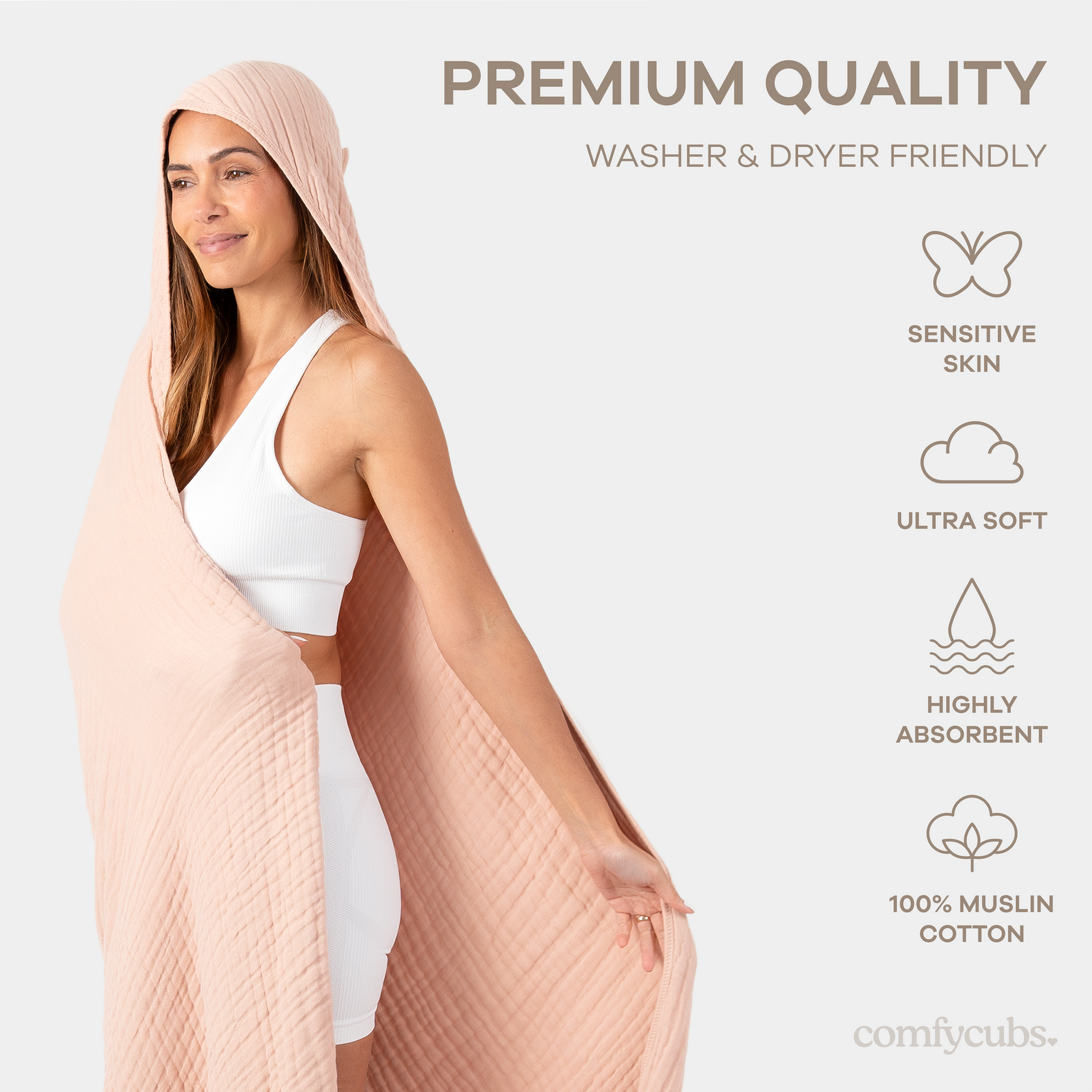 Adult Muslin Hooded Towel Robe After Bath Comfy Cubs Comfy Cubs Everetts Place: Online Boutique