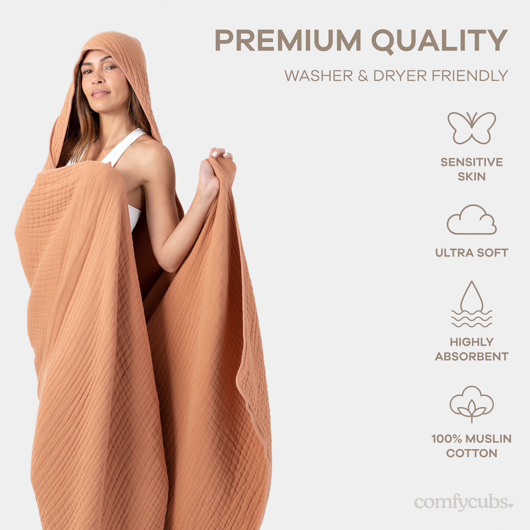 Adult Muslin Hooded Towel Robe After Bath Comfy Cubs Comfy Cubs Everetts Place: Online Boutique