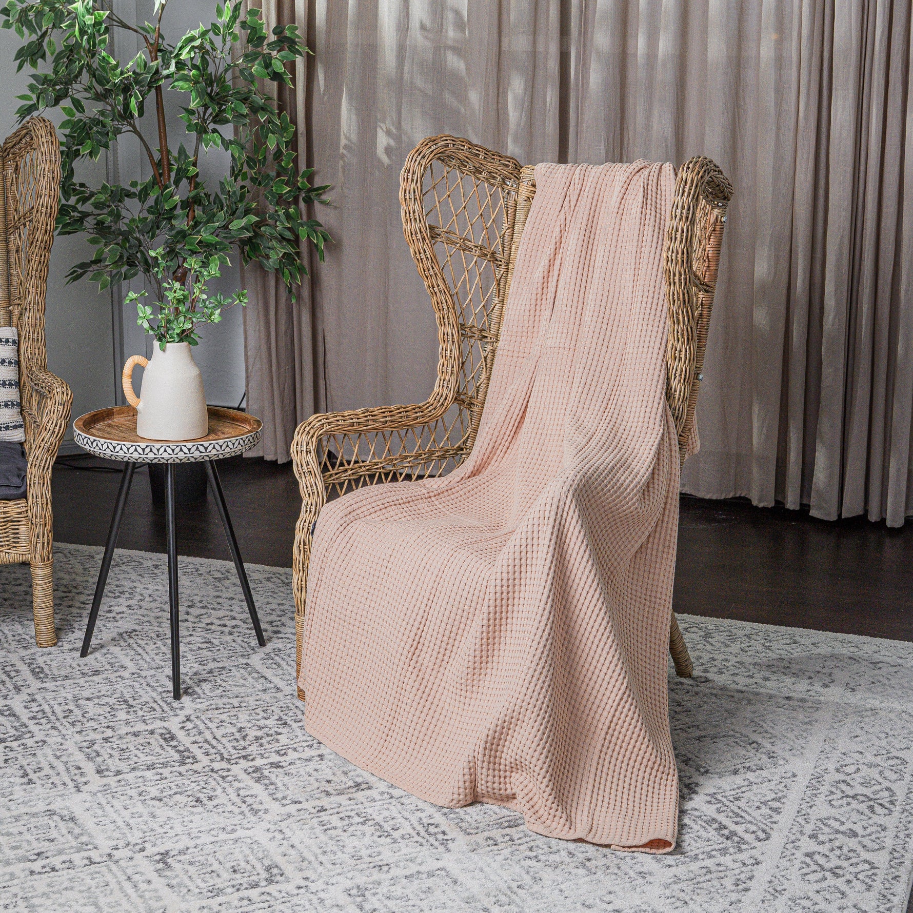 Adult Waffle Blankets Blush Cotton Soft Cozy Luxury Comfy Cubs Everetts Place: Online Boutique