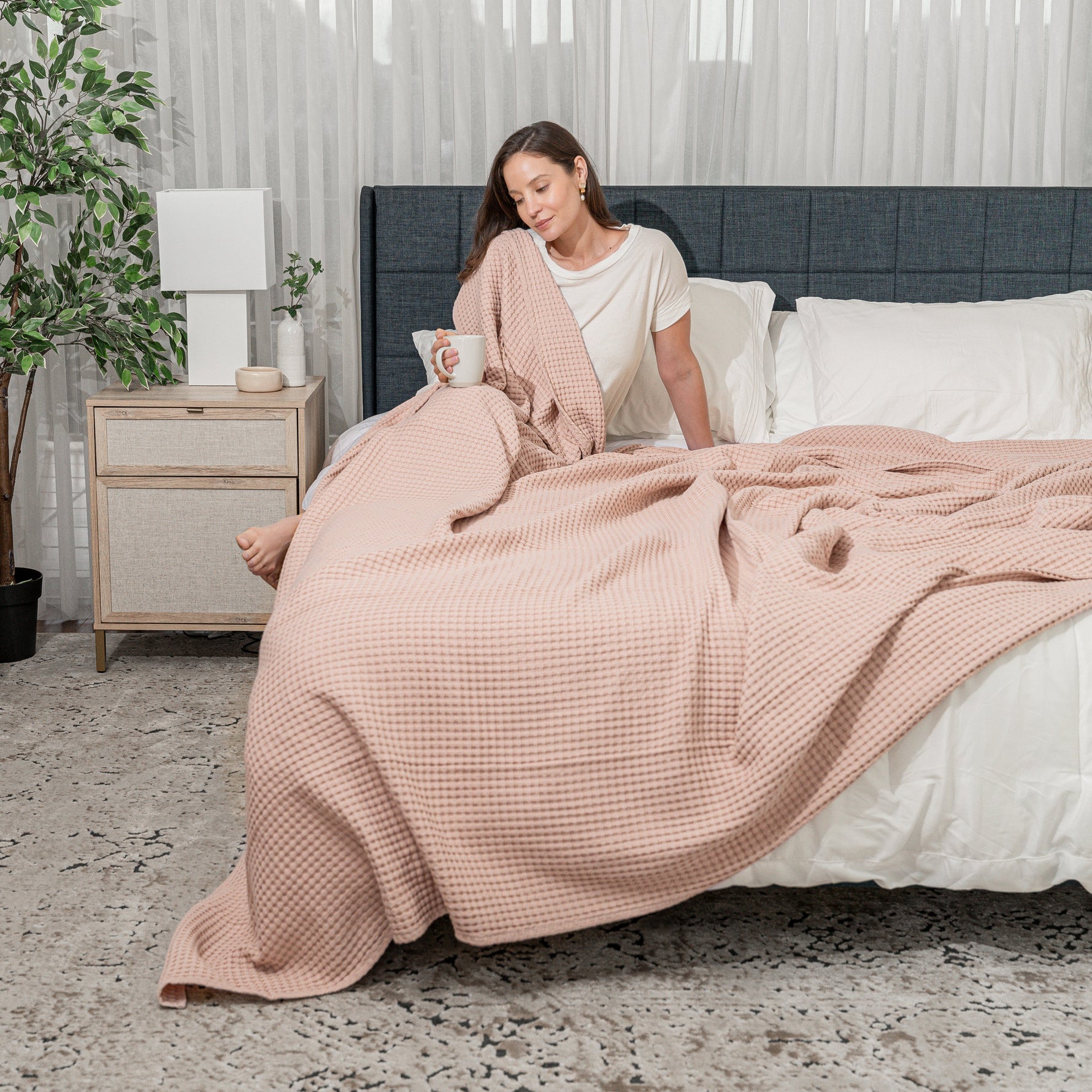Adult Waffle Blankets Blush Cotton Soft Cozy Luxury Comfy Cubs Everetts Place: Online Boutique