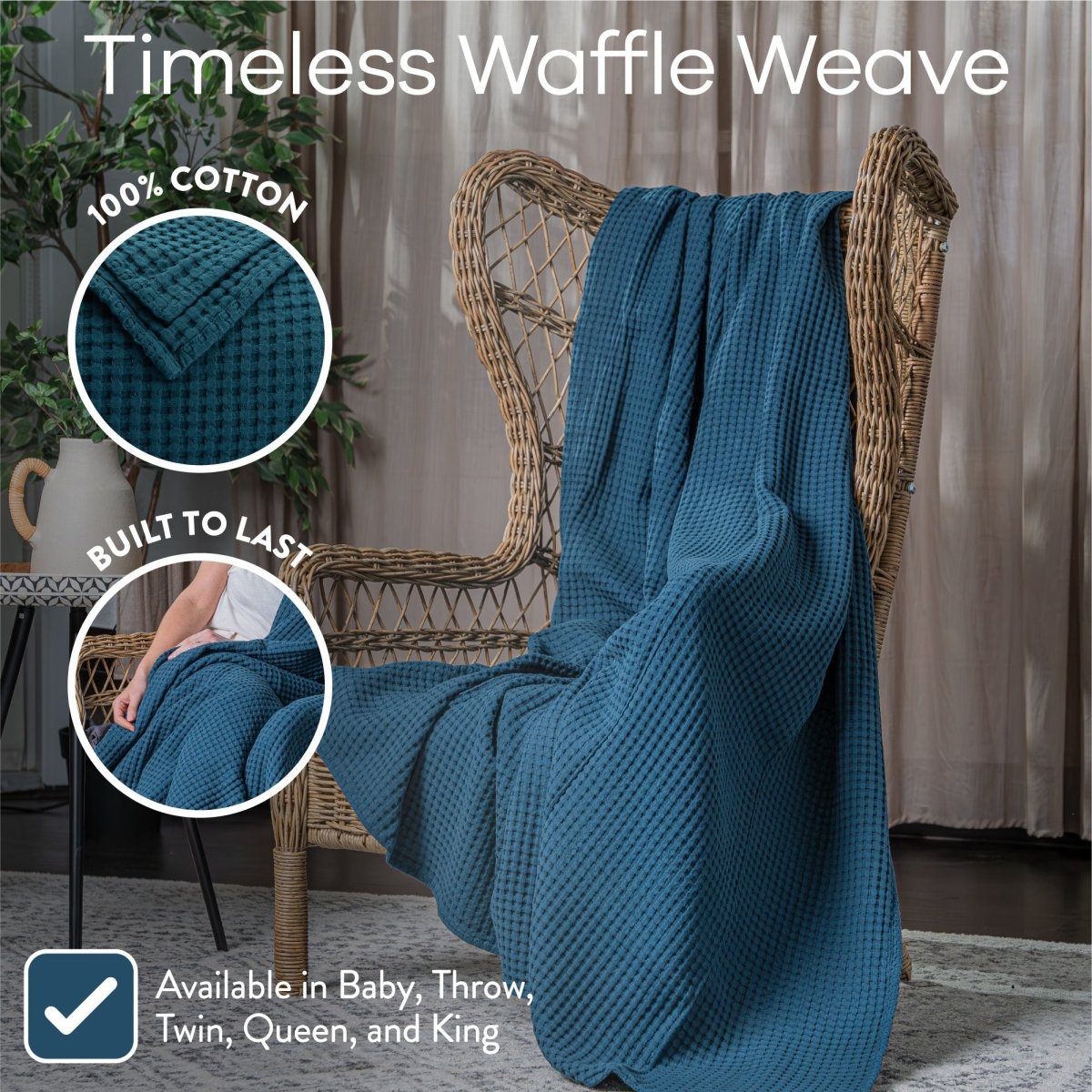 Comfy Cubs Adult Waffle Blankets Neptune 100 Cotton Cozy Comfort - Everetts Place Boutique - 