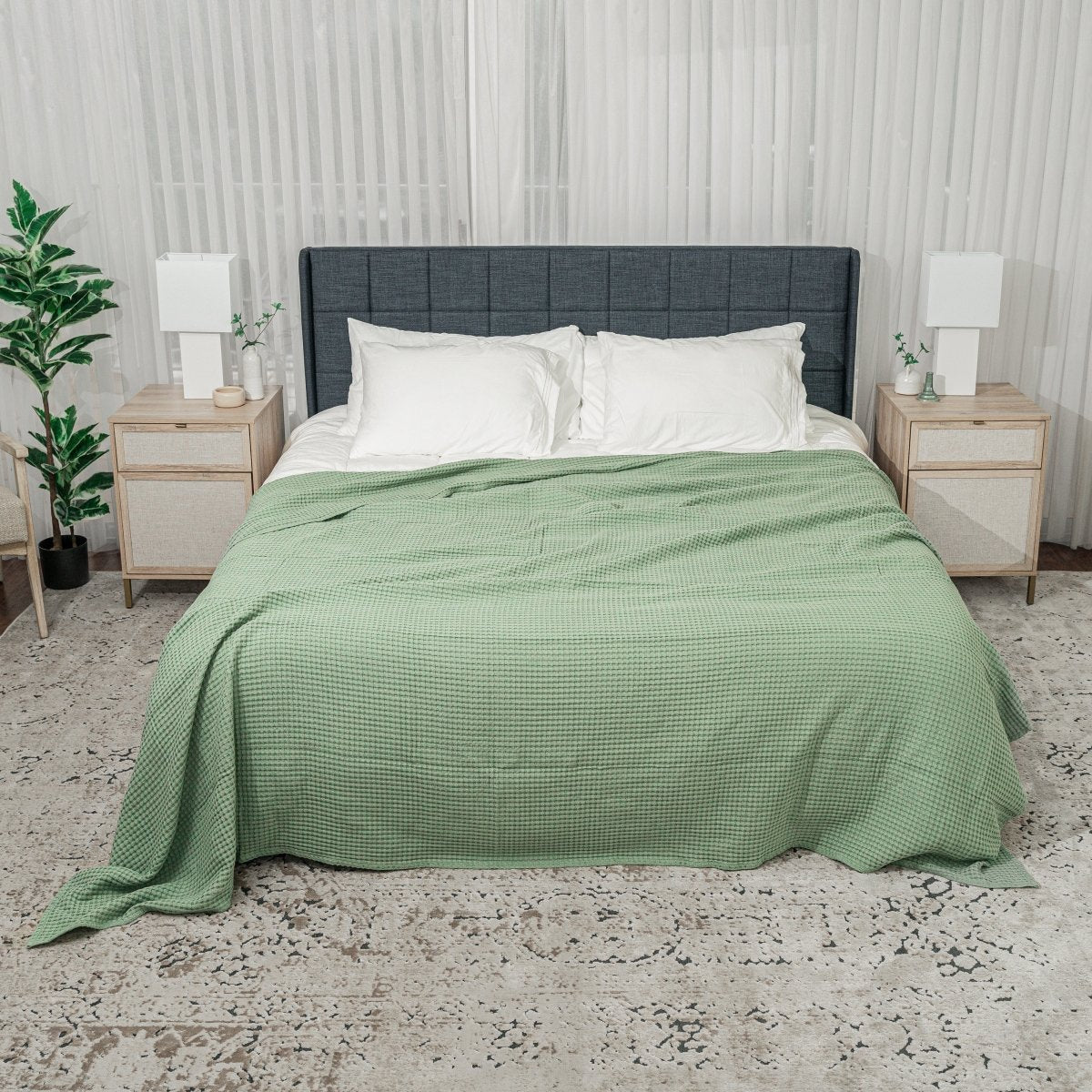 Adult Waffle Blankets Sage Cotton Luxury By Comfy Cubs - Everetts Place Boutique - 