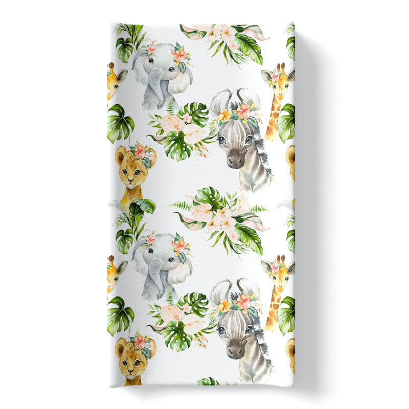 Africa animals changing pad cover with soft fabric and vibrant print.