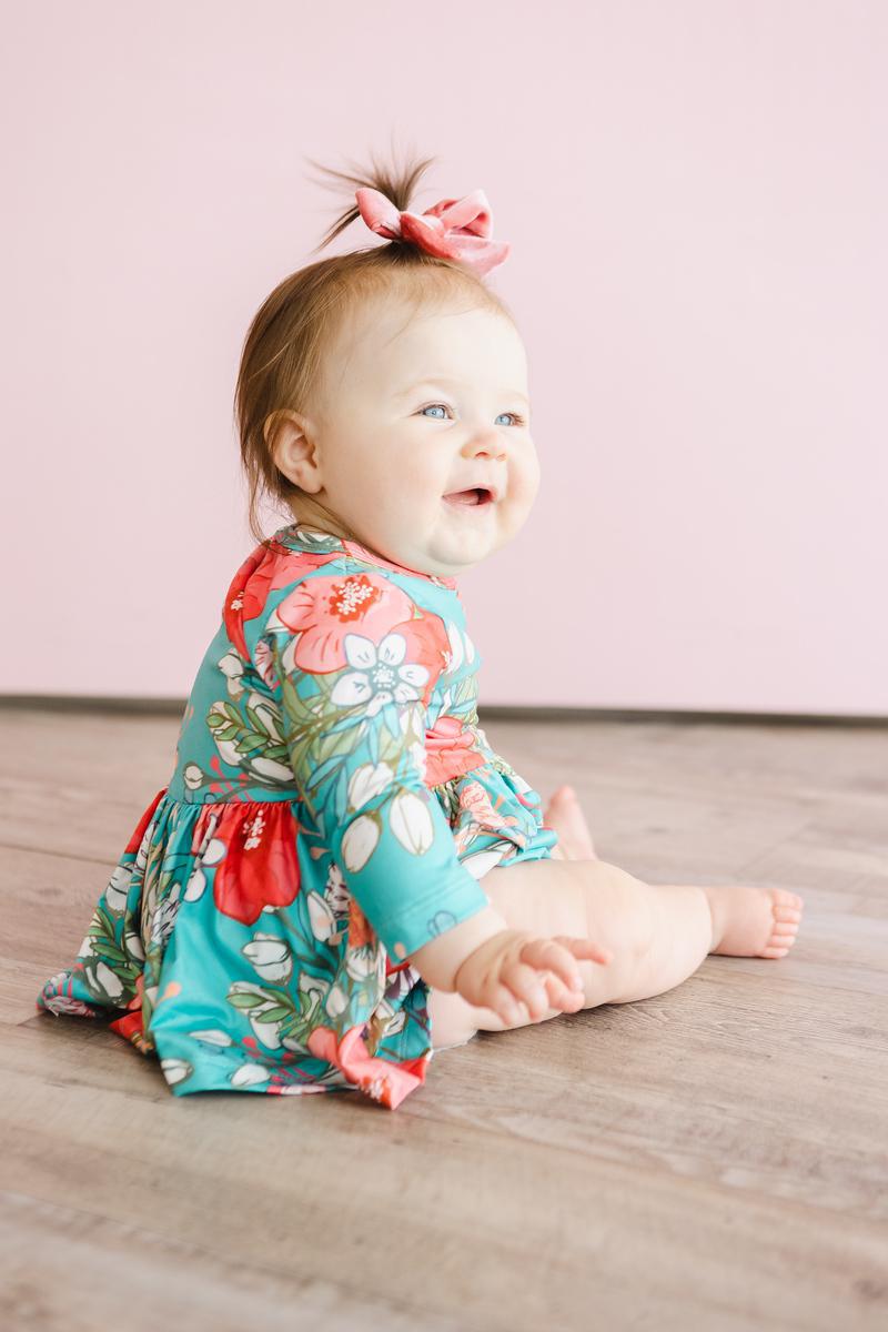After The Rain Twirl Bodysuit Sleeve Infant Outfit - Everetts Place Boutique - Twirl Bodysuit - 3/4 Sleeve