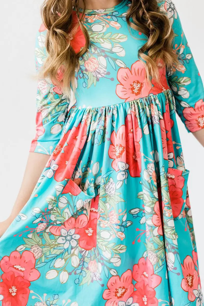 Mila & Rose ® After the Rain Three Quarter Sleeve Pocket Twirl Dress - Apparel & Accessories > Clothing > Dresses Twirl Pocket Dress 3/4