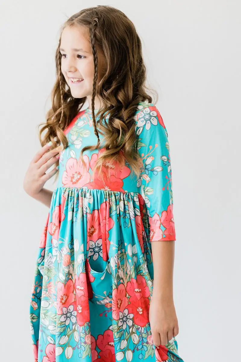 Mila & Rose ® After the Rain Three Quarter Sleeve Pocket Twirl Dress - Apparel & Accessories > Clothing > Dresses Twirl Pocket Dress 3/4