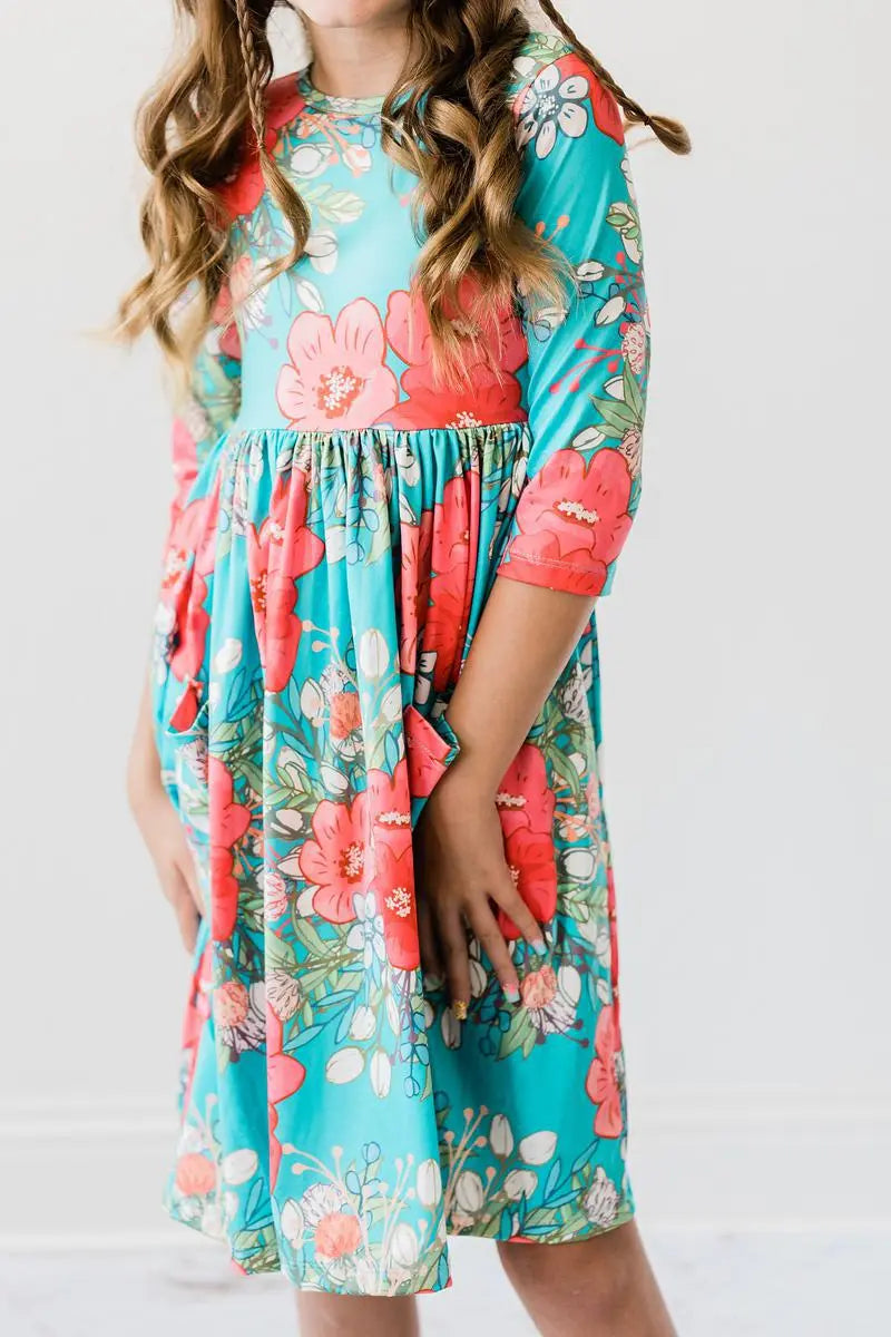 Mila & Rose ® After the Rain Three Quarter Sleeve Pocket Twirl Dress - Apparel & Accessories > Clothing > Dresses Twirl Pocket Dress 3/4